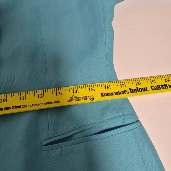 Sigrid Olsen Womens Teal Turquoise Size 8 Long-Line Fitted Blazer Jacket Lined - Picture 12 of 16